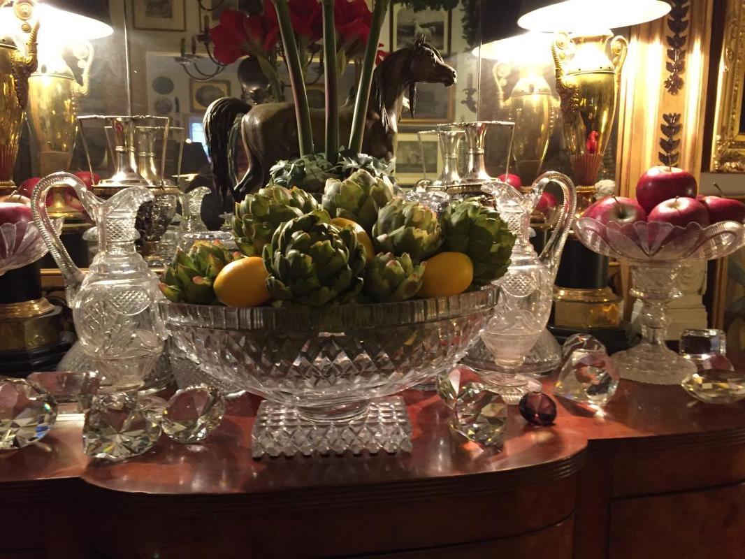 Faux fruit and artichokes in a crystal bowl.
 : Holiday Decorating, Faux Plant and Flower Installations : CITYSCAPES® Landscaping LLC