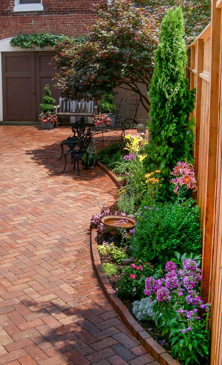 This garden was installed with flowering perennials and a birdbath to encourage pollinating visitors.  : Georgetown, Capitol Hill, and NW Gardens : CITYSCAPES® Landscaping LLC