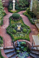 A view from above of a formal Georgetown garden.