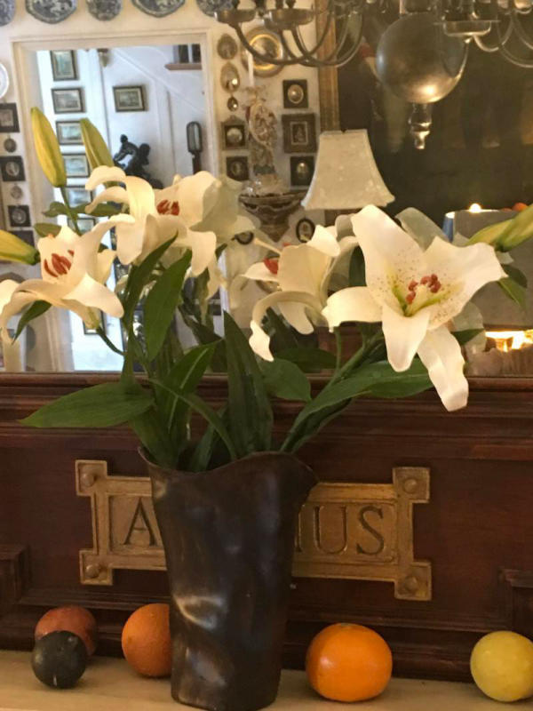 Faux Lilies in modern ceramic vessel.
 : Holiday Decorating, Faux Plant and Flower Installations : CITYSCAPES® Landscaping LLC