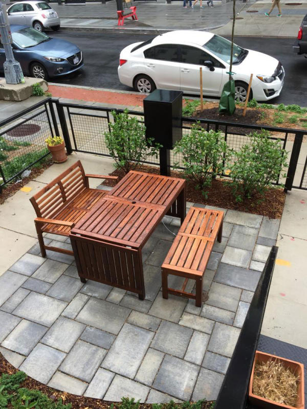 A simple patio installed in this small condo front yard.
 : More Gardens and Garden Features : CITYSCAPES® Landscaping Inc.