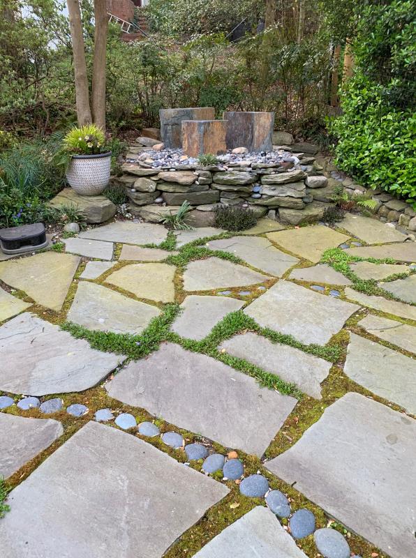 Moss and Mazus is grown in between the stones for added color and texture. : Suburban Gardens : CITYSCAPES® Landscaping LLC